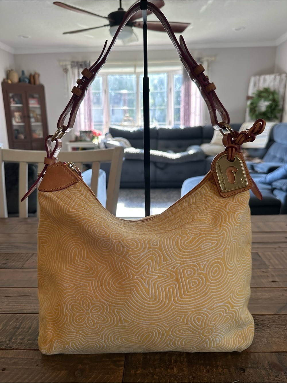 Dooney & Bourke Canvas Swirl Graffiti Bag with Leather Trim - Picture 1 of 8